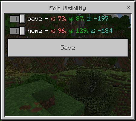 Waypoint visibility settings