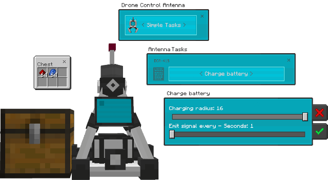 Antenna charging chest setup
