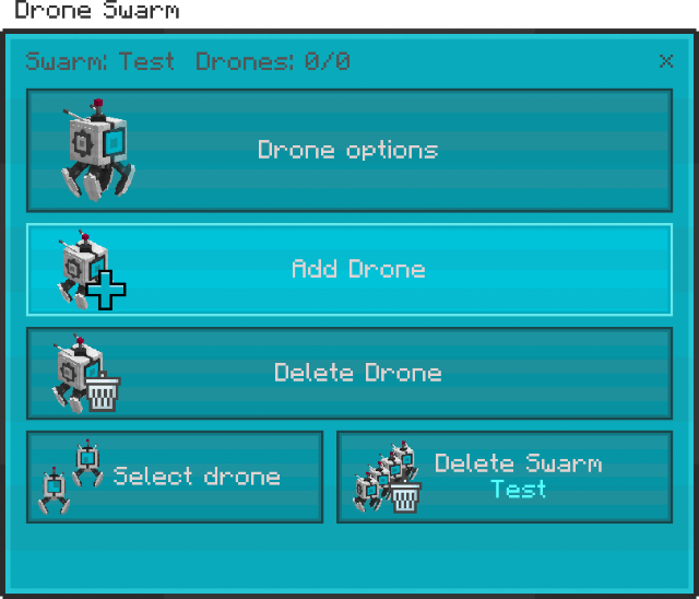 Swarm drone selection screen