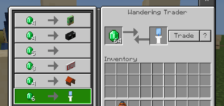 Wandering trader furniture trades