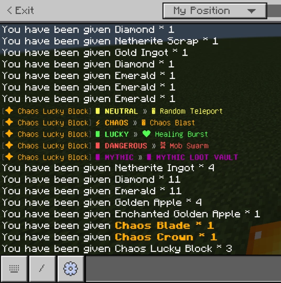 Example Chaos Lucky Block effects