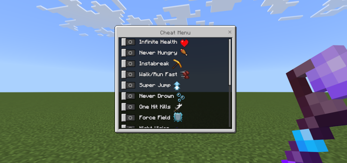 Cheat Menu Interface