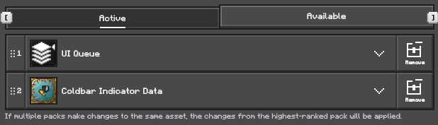 Resource pack order in Minecraft settings