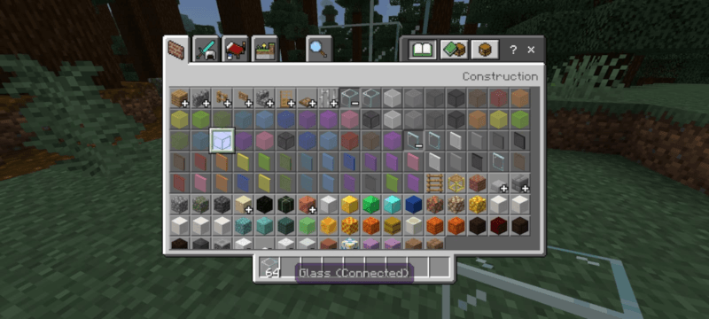 Creative inventory showing connected glass items