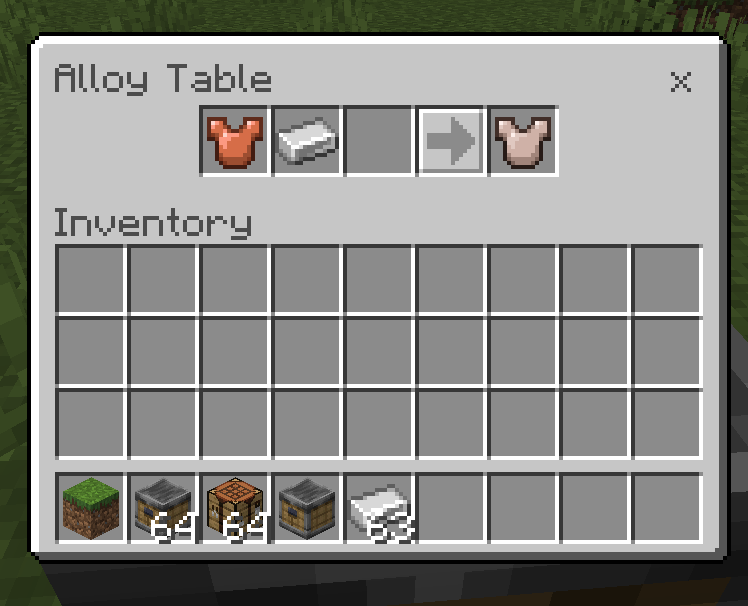 Alloy crafting recipe