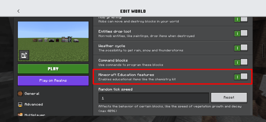 Minecraft world settings related to DC Legends addon