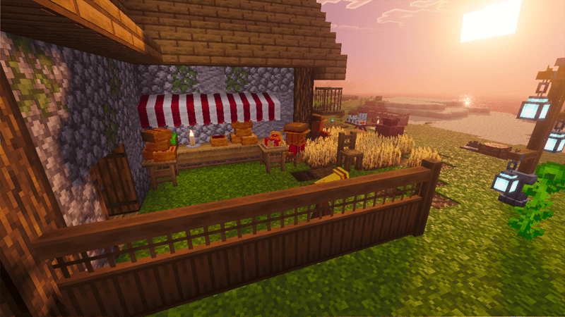 Furniture and lights set in a Minecraft build