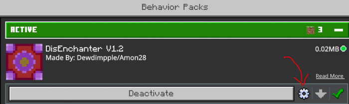 Behavior pack UI setting