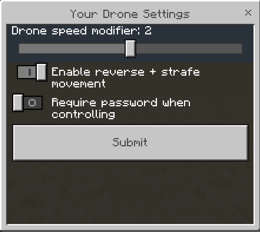 Drone movement settings