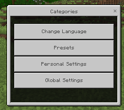 Presets in settings interface