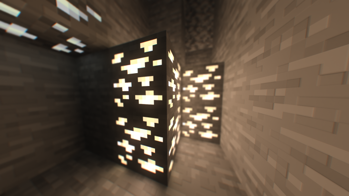 Gameplay view of glowing ores with RTX