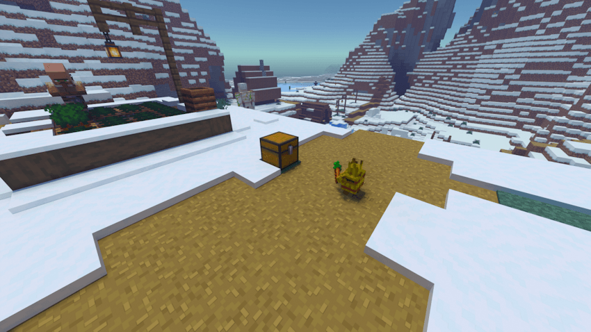 Hay Golem depositing items in chest