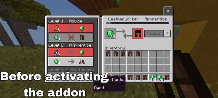 Villager trading interface with infinite trades