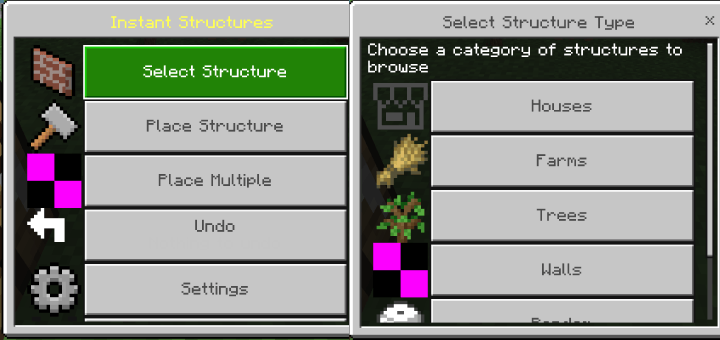 Structure selection interface