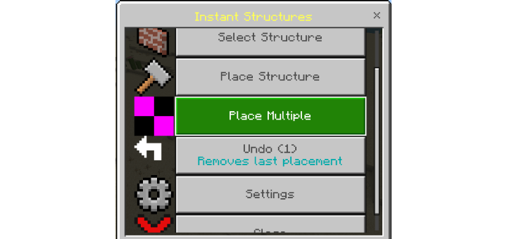 Place Multiple structures menu