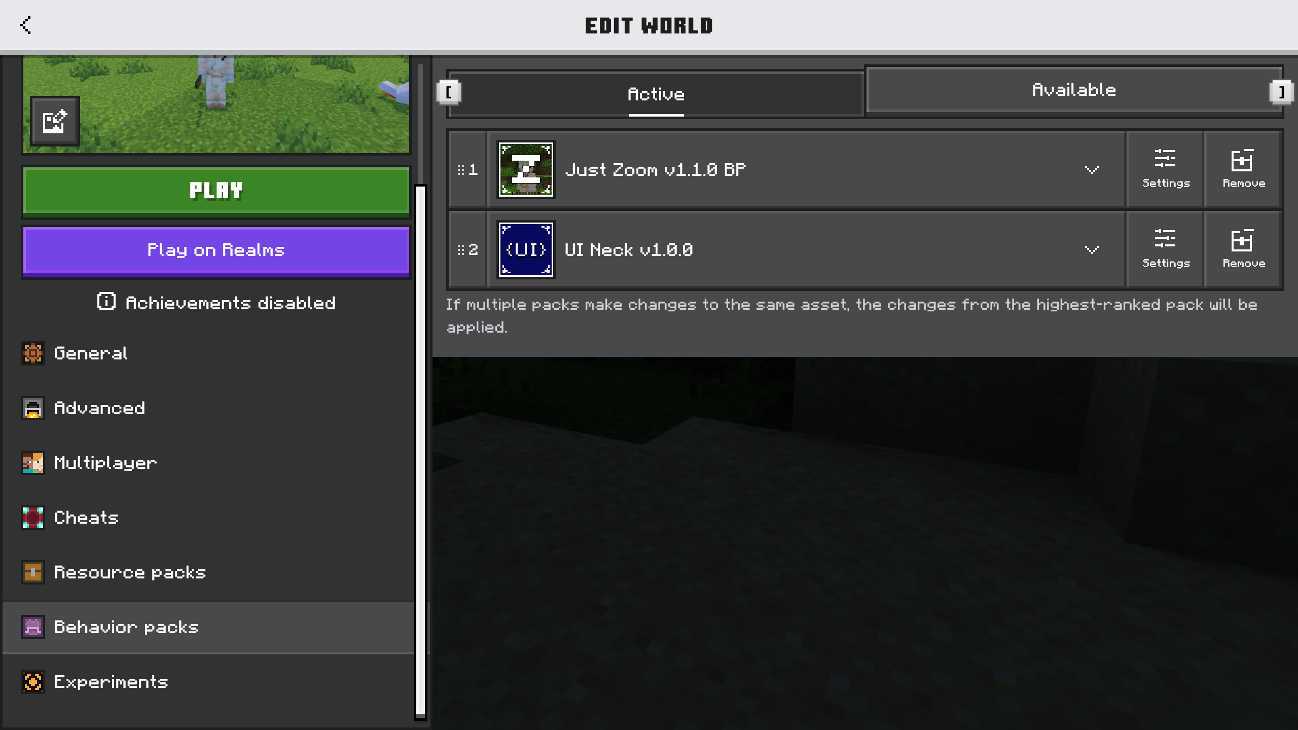 UI Neck addon interface