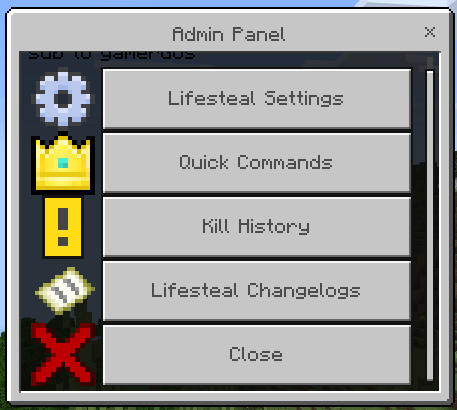 Admin panel interface