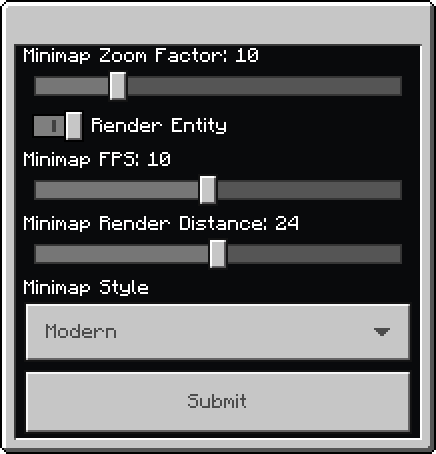 Configuration menu interface