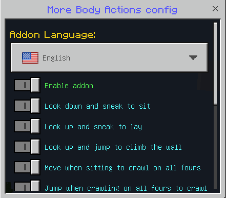 More Body Actions config menu