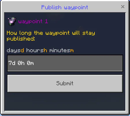 Publish Waypoint Menu