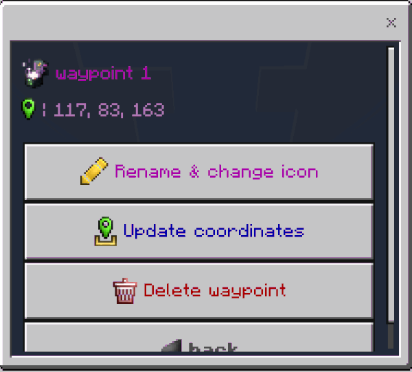 Settings for Selected Waypoint