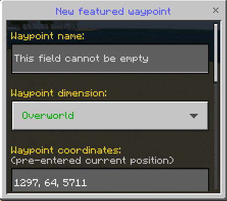 New Featured Waypoint Menu
