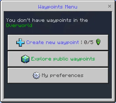 Waypoints Menu