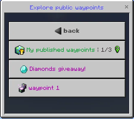 Exploring Public Waypoints Menu