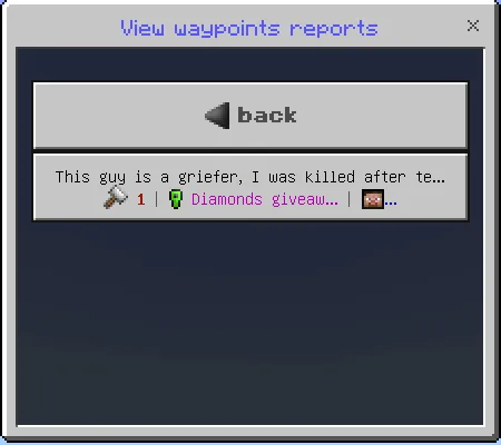View Waypoints Reports Menu
