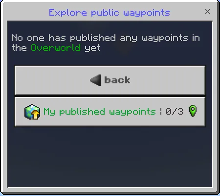 Explore Public Waypoints Menu