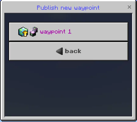 Publish New Waypoint Menu
