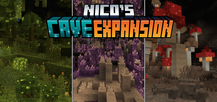 Underground cave scene showcasing new caves and biomes in Nico's Cave Expansion