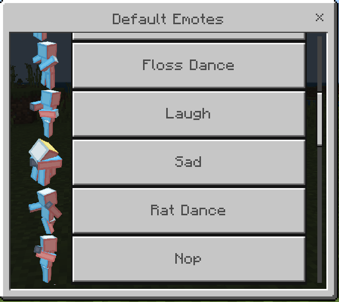Emote menu options