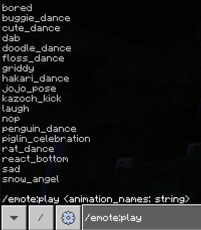 Example of emote command usage