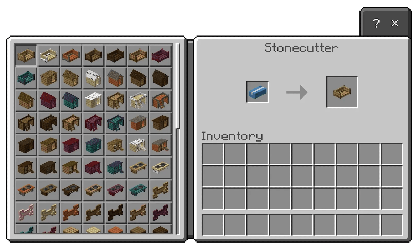 Crafting options in stonecutter