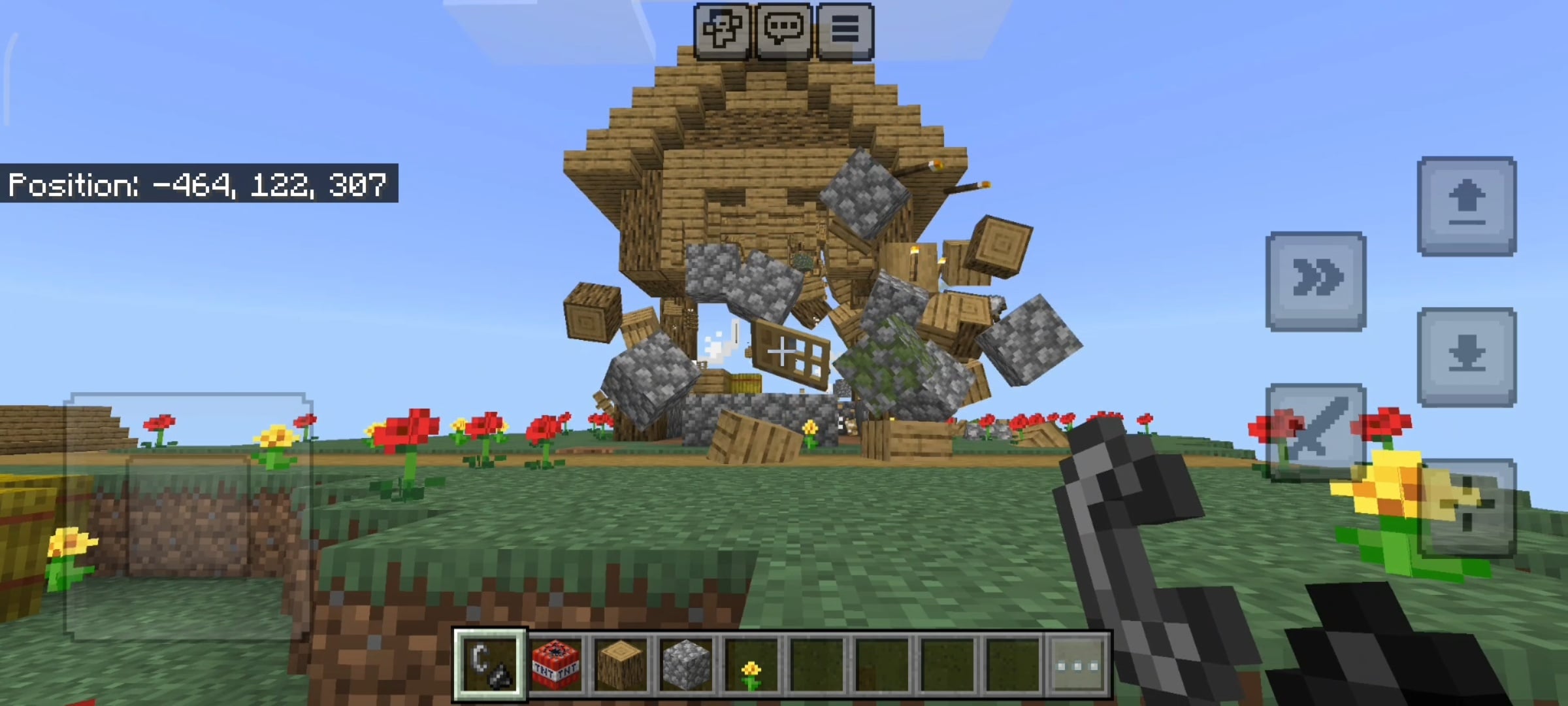 Blocks propelled by explosion