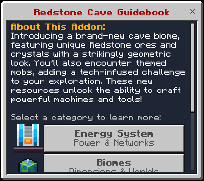 Redstone cave biome with crystals and formations
