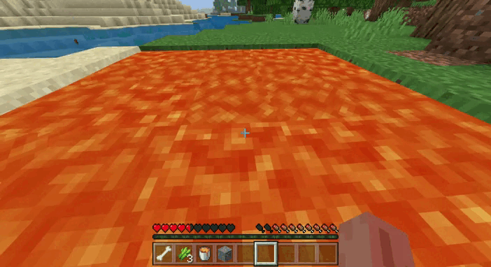 Protective dirt around tomb when dying in lava