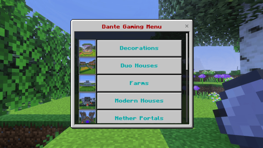 Structure category menu