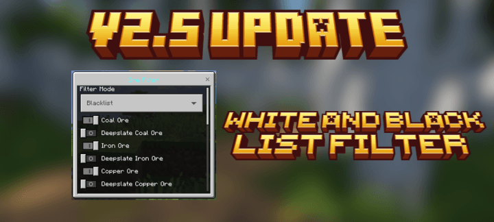 Ultimate Vein Miner Ore Filter Interface