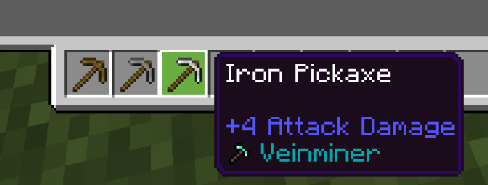 Addon in action breaking blocks