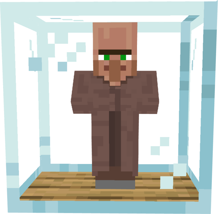 Villager captured inside a cage