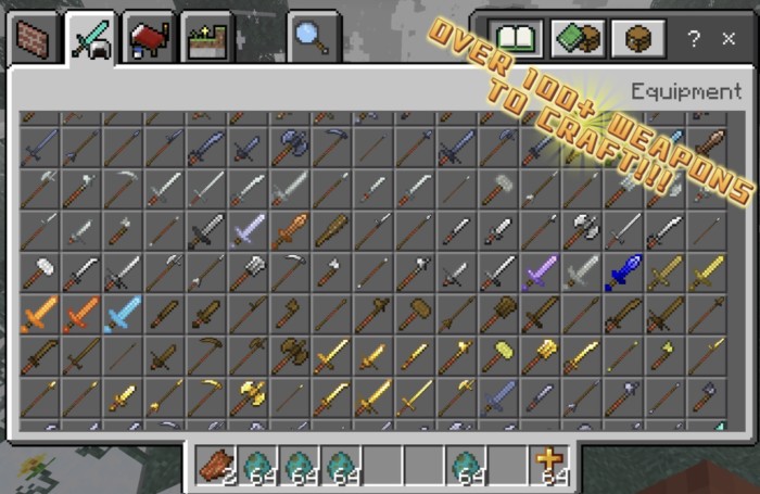 Crafted weapons for defense