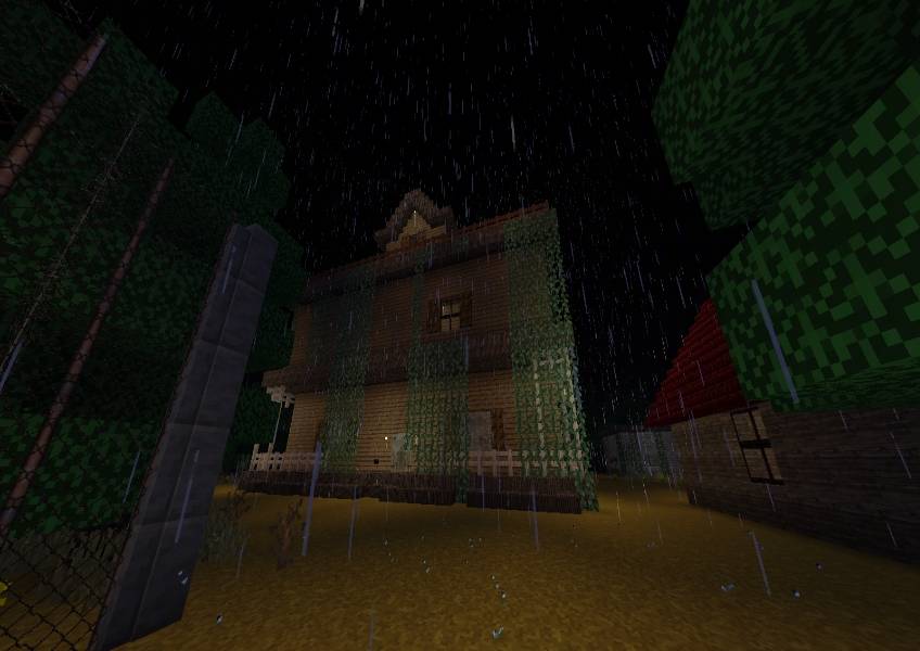 An eerie hallway with dim lighting
