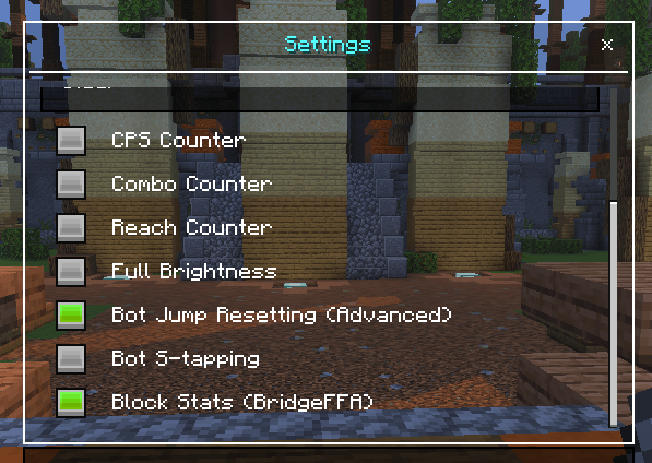 Settings menu part two