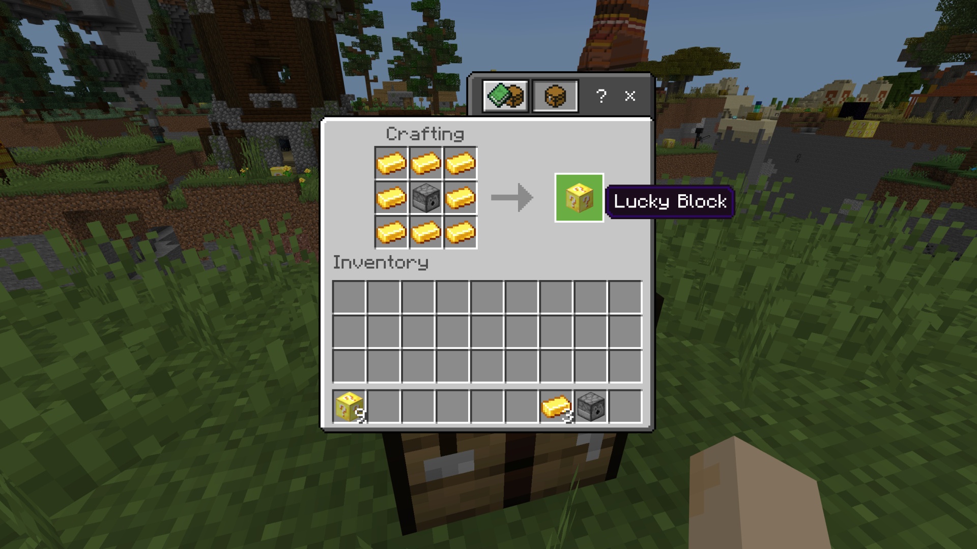 Example of crafting Lucky Blocks