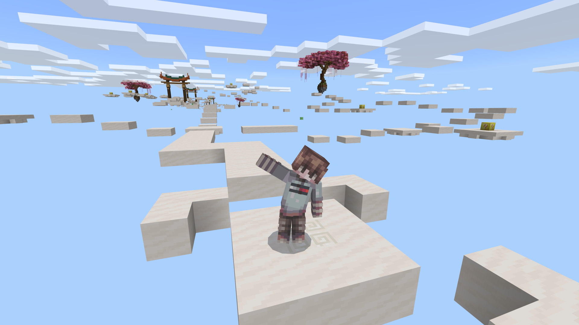 In-game parkour section with lucky blocks