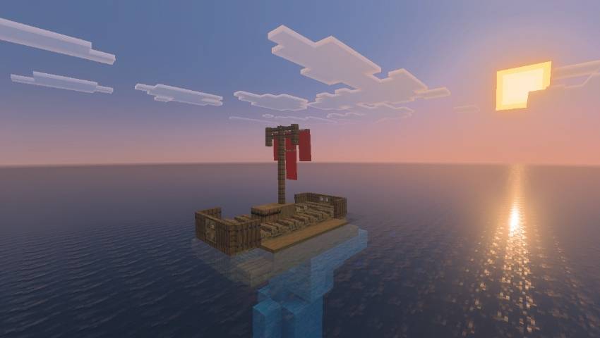 Starting raft on ocean