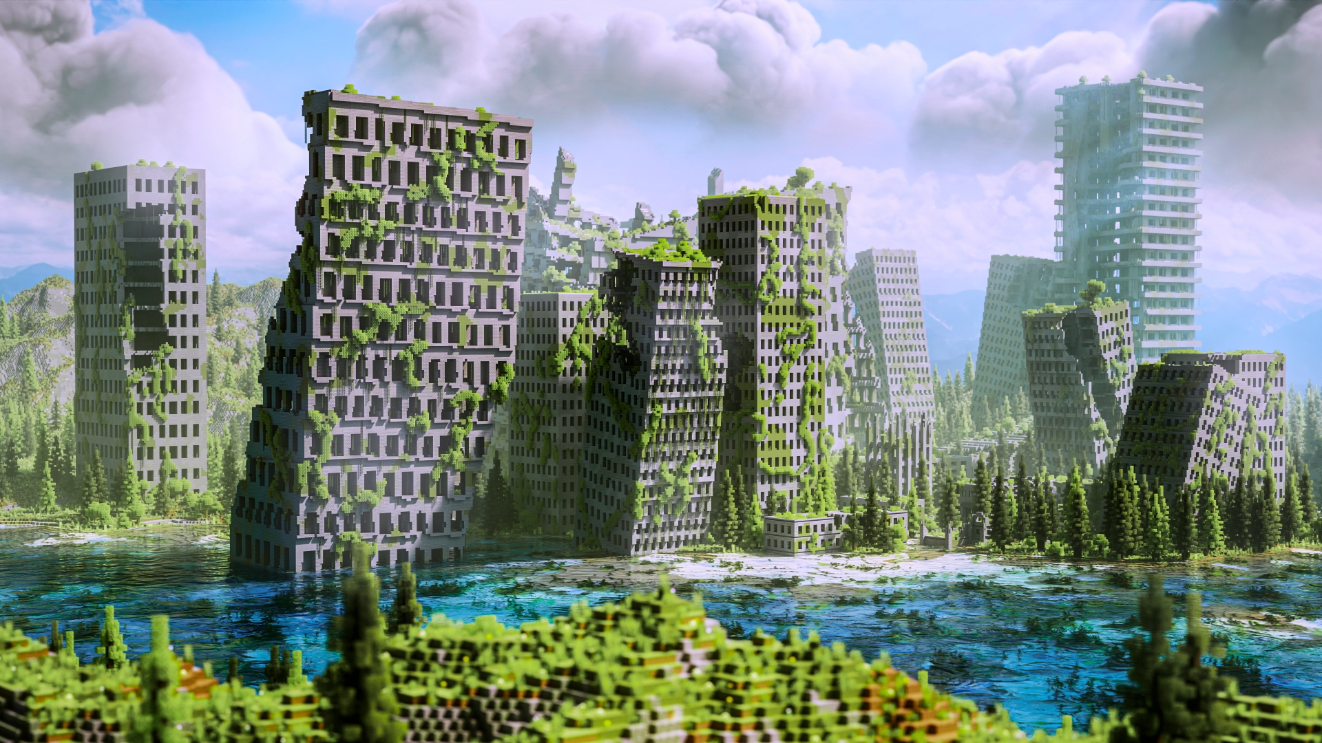 Overview of the playable and practically complete world