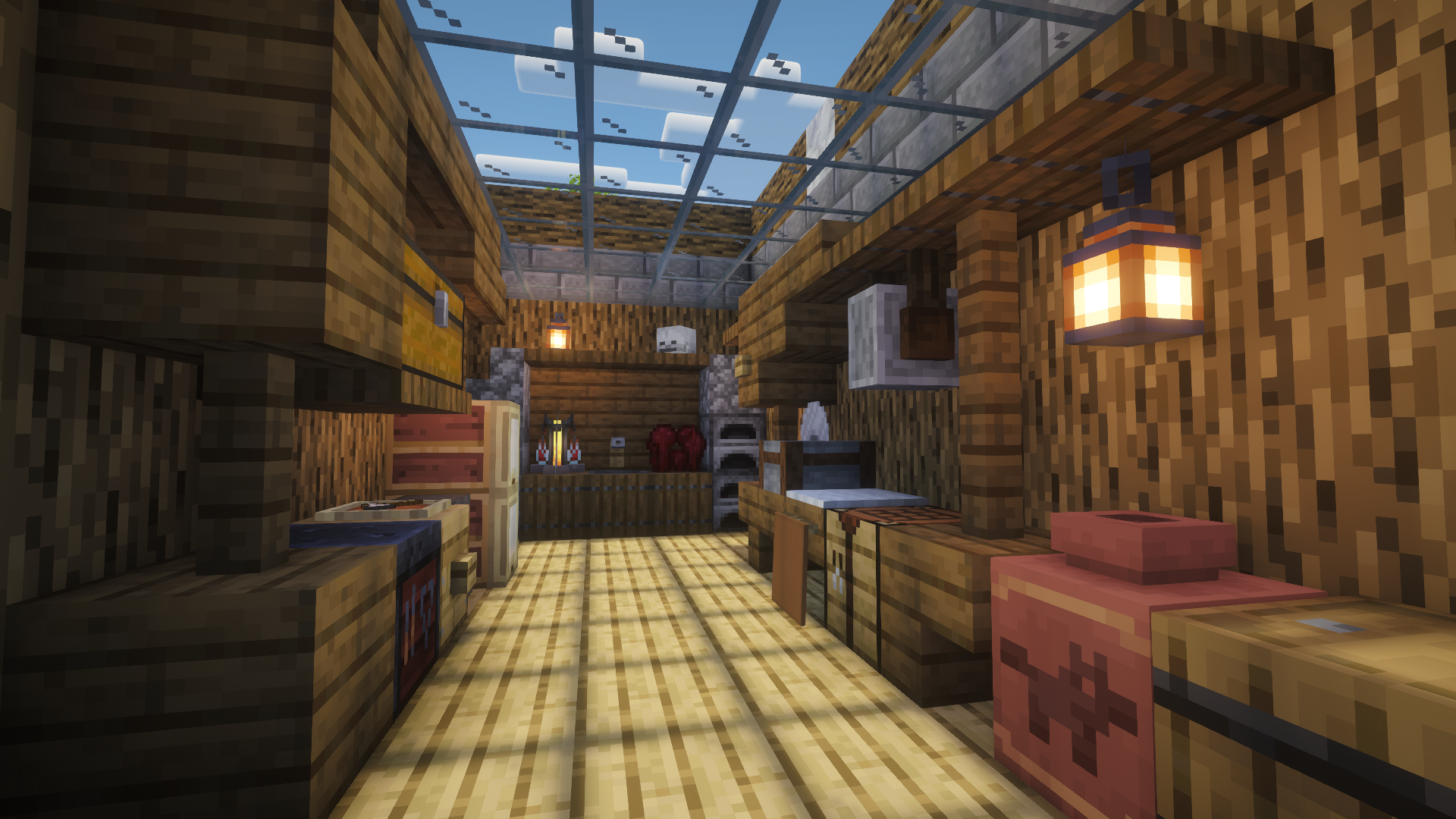 Inside view of the base with glass ceiling